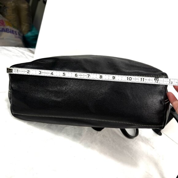 Ralph Lauren RLL Black Smooth Leather Front Flap Shoulder Bag Double Strap Class - Picture 8 of 16